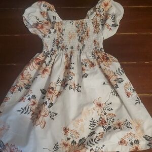 SHEIN White Dress with Peach Floral Print